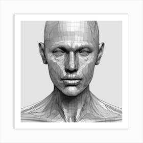 3d Model Of A Human Head 3 Art Print