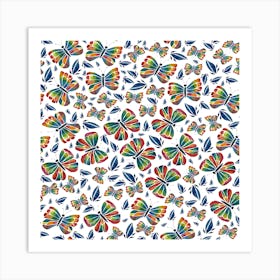 Watercolour Butterflies - Multicolour Art Print