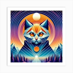 Clover Low Poly Cat Art Print