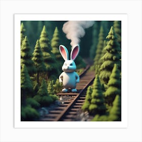 Rabbit On Train Tracks Art Print