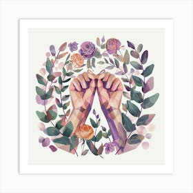 Watercolor Woman Hands Strong Fists Feminists Art Print