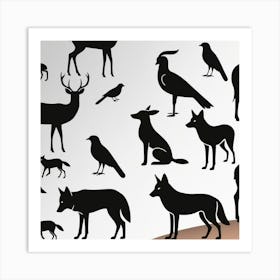 Silhouettes Of Animals Art Print