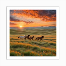 Horses In The Meadow 2 Art Print