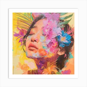 Asian Girl With Flowers Art Print