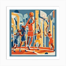 Basketball In The City Art Print