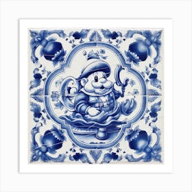 Mario Bros Delft Tile Illustration 4 Art Print