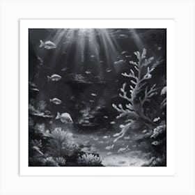 Black And White Underwater Painting Art Print