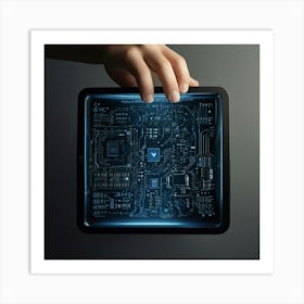 Hand Holding A Tablet Computer Art Print