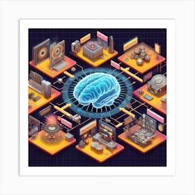 Isometric Concept Of Artificial Intelligence Art Print