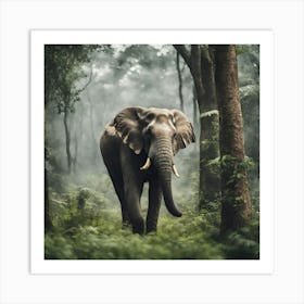 Elephant In The Forest Art Print