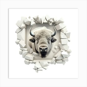 Bison Through A Wall Art Print