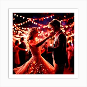 Couple Dancing At Night Art Print