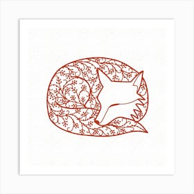 Fox Sleeping Papercut Art Print