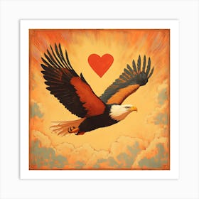 Art Deco Eagle with Heart-shaped Cloud Art Print