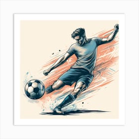 football player brush art Art Print