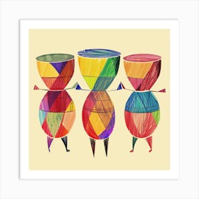 Three Colorful Drums Art Print