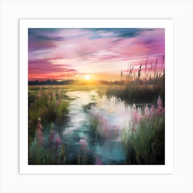 Sunset In The Marsh Art Print