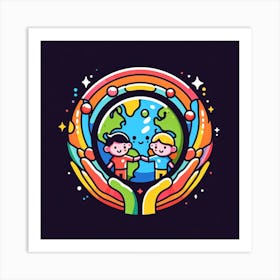 Children Holding The Earth Art Print