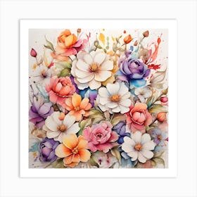 Watercolor Flowers Art Print