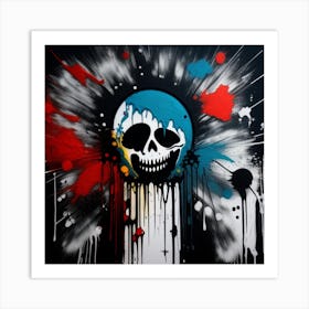 Skull With Paint Splatters Art Print