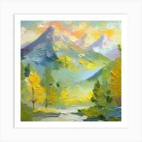 Firefly An Illustration Of A Beautiful Majestic Cinematic Tranquil Mountain Landscape In Neutral Col (11) Art Print