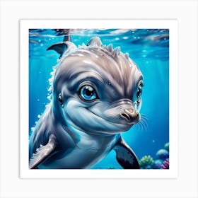 Cute Dolphin Portrait Art Print