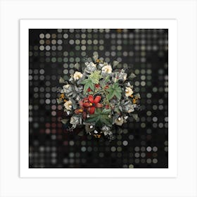 Vintage Lavatera Phoenicea Flower Wreath on Dot Bokeh Pattern n.0064 Art Print