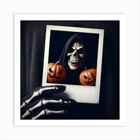 Halloween Skull Mask Polaroid Frame Art Print