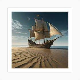 Ship On The Beach Art Print