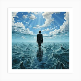 Man In The Ocean Art Print