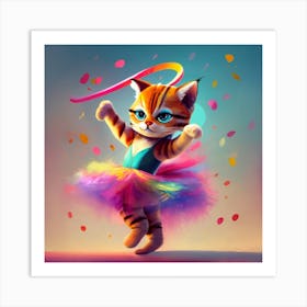 Dancing Pussycat In A Tutu Art Print