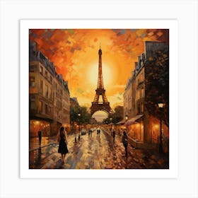 Paris At Sunset - expressionism Art Print