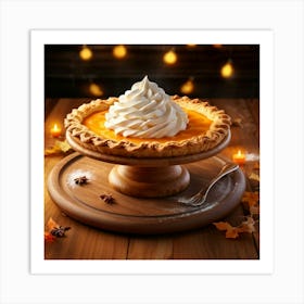 Pumpkin Pie On A Wooden Stand Art Print