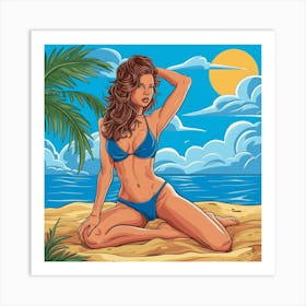 Beautiful Girl In Bikini Art Print