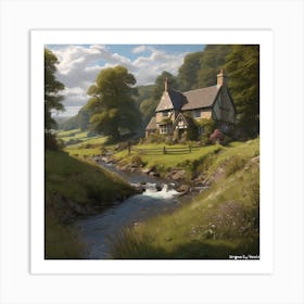 Cottage By The Stream 4 Art Print