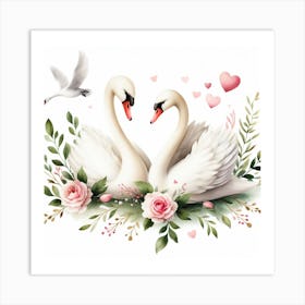 Pair of swans 3 Art Print