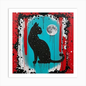 Moon and cat Art Print