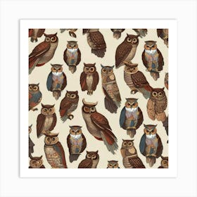 Owl pattern 1 Art Print