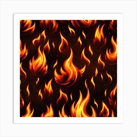 Flames On Black Background 18 Art Print