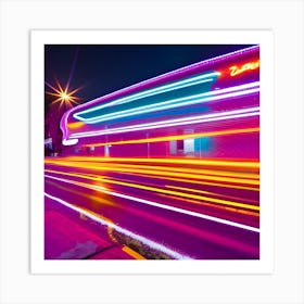 Long Exposure Of Neon Lights Art Print