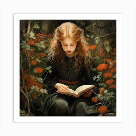 Girl Reading A Book Art Print