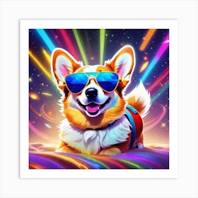 Corgi In Sunglasses 25 Art Print