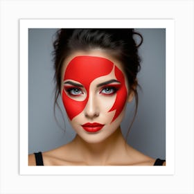 Woman With Red Face Paint Art Print