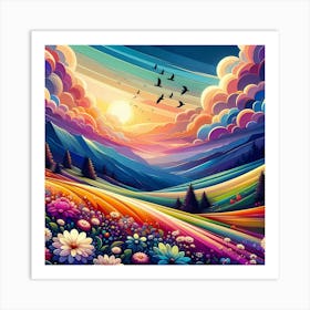 Colorful Landscape Painting 6 Art Print