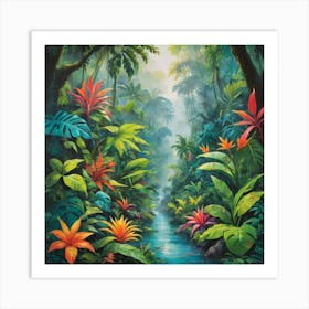 Tropical Jungle Art Print Paintings 6 Art Print