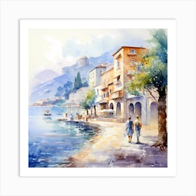 AI Golden Hues of Italian Charm Art Print