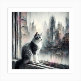 Cat In The City 2 Art Print