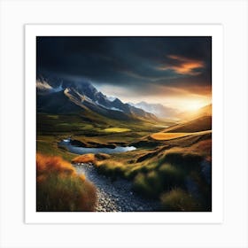 Sunset In The Mountains 90 Art Print