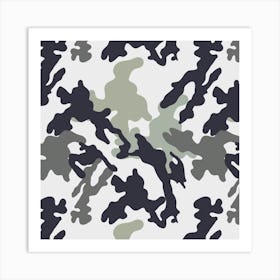 Camo Army Black White Art Print