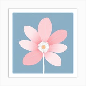 A White And Pink Flower In Minimalist Style Square Composition 300 Art Print